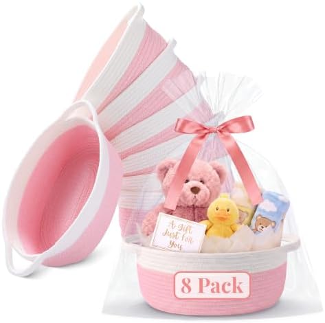 8 Pack Gift Baskets Empty to Fill, Decorative Rope Baskets by Unknown
