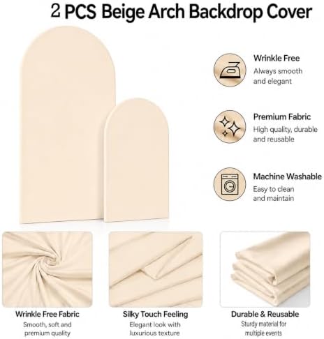 6,7.2FT Arch Backdrop Stand and Cover Set (Beige) - Image 4