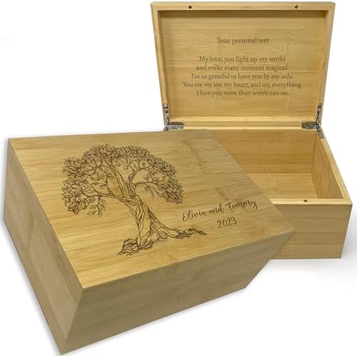 Personalized Tree of Life Box, Keepsake Box Engravable, Bamboo Wood by TopObsession