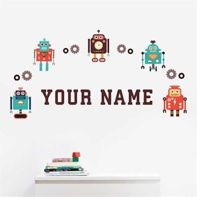 Oliver's Labels Premium Name Wall Decals - Matte Finish Personalized Wall Art for Kids' Rooms & Nurseries (Retro Robots) - Image 3