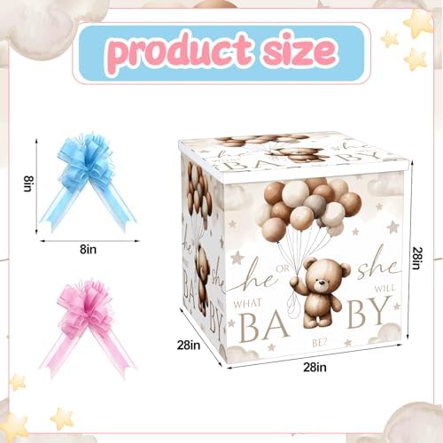 AmazingSpark 28in Giant Gender Reveal Gift Box Kit, Neutral Bear - Image 2