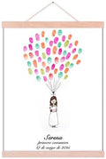 Customized Princess Baby Shwoer Sign in Guest Book for Girl 1st Communion Gifts DIY Fingerprint Signature Alternative with Wooden Hanger Ready to Hang-60x80cm by Unknown