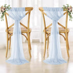 MDS Pack of 25 Chiffon Chair Sashes for Wedding & Event Décor - Baby Blue - Image 6