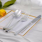 100Pack Pre Rolled Silver Plastic Silverware Sets - Image 5