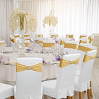 Babenest 50PCS Spandex Chair Sashes Bows with Buckle for Wedding Deco, Gold - Image 3