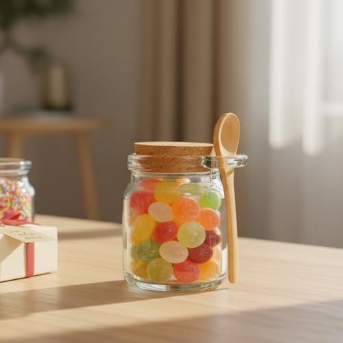 Glass Sugar Scrubs Jars, Bath Salt Container, Glass Jars w/ Bamboo Spoons - Image 4