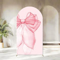 Sensfun Pink Red Bow Arch Backdrop Cover Girls Coquette Birthday Decorations,2-Sided Pastel Pink Bowknot Chiara Backdrop Arch Covers for Princess Wedding Bridal Baby Shower Bday Party Decor 80x180cm by Sensfun