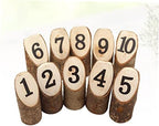 10 Piece Mini Wooden Stumps Number Printed Table Display Set - Image 3