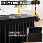 Spandex Tablecloth 5FT Rectangle Table Cover 4 Pack Black Wrinkle-Free - Image 4