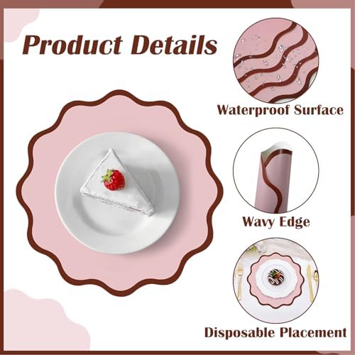 100Pcs Pink Thick Paper Placemats, Disposable Waterproof Wedding Place Mats - Image 3