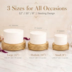 3-Piece Gold Cake Stand Set (8", 10", 12"), Elegant Metal Round Dessert Display Pedestals, Versatile Cupcake Pastry Serving Trays for Wedding, Birthday, Baby Shower Party Decor - Image 2