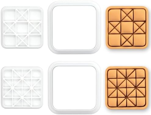BAKERLOGY Set of 2 Quilt Block Mini Cookie Cutters & Stamps Set – Ohio Star & Ribbon Star Geometric Patchwork Biscuit Cutters for Cookies, Fondant, Cake Decoration & Crafts by Bakerlogy