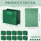 Qilery 50 Pcs Wedding Paper Gift Bags Bulk with Tissue Paper Small Gift Bags with Handle and Tags for Birthday Wedding 4th of July Party Business(Green,4.7 x 2.4 x 3.9'') - Image 2
