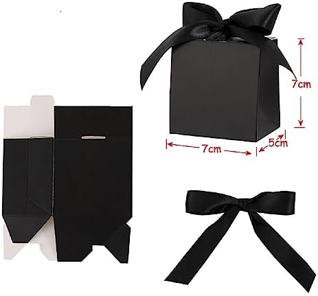 100pcs Gift Boxes for Party Favors,White Candy Box for Wedding Favor, Baby Shower, Bridal Shower, Small Paper Box for Candle,Goodie with Ribbons and Pearls (black box with gold ribbon) - Image 2