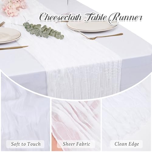 12 Pack White Cheesecloth Table Runners 21x120 Inch Boho Gauze Table Runner 10FT Long Rustic Sheer White Table Runner for Baby Shower,Wedding,Party,Birthday,Home Table Decor - Image 5