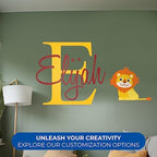 CRYPTONITE Personalized Name & Initial Lion Wall Decor I Jungle Nursery Decor for Baby Boy & Girl I Lion King Baby Shower Decorations I Wall Decal for Baby Room Decor (Wide 36"x 20" Height) - Image 2