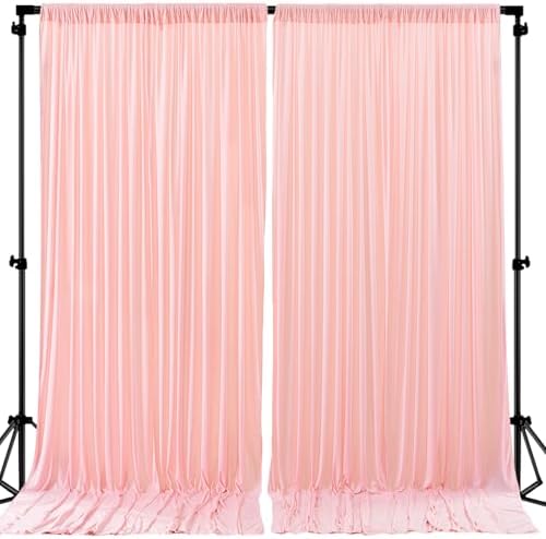 24ftx10ft Wrinkle Free Blush Pink Backdrop Curtain - 10 Feet Photography Backdrop Drapes, Silky Polyester Back Drop Cloth for Wedding Baby Shower Balloon Arch Background by Unknown