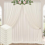 40ft x 10ft Wrinkle Free Ivory Backdrop Curtains for Parties, 8 Panels 5x10ft Polyester Ivory Backdrop Drapes for Wedding Birthday Photography Background Decoration by ENJOYYOURPARTY