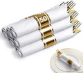 200 Pieces Pre Rolled Gold Plastic Cutlery Set, Individually Wrapped Plastic Silverware Set with 50 Forks, 50 Knives, 50 Spoons, 50 Napkins, Utensils for Weddings, Service for 50 Guests by StockYourHome