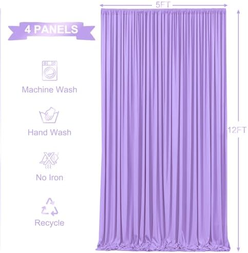 20ft x 12ft Lavender Backdrop Curtains Wrinkle Free Backdrop Curtain for Wedding Parties Lilac Fabric Backdrops Drapes Back Drop Cloth Bridal Shower Stage Curtains Wedding Decorations for Reception - Image 5