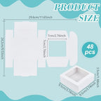 BENECREAT 48Pcs Square White Paper Boxes, Gift Boxes with Clear Window for Wedding Party Favor, Bakery, Christmas, Jewelry Gift Packaging, 3.7x3.7x1.38 Inch - Image 2