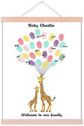 Personalized Communion Gift Fingerprint Giraffe Guest Book Canvas Party Decorations for Girl Baby Shower DIY Thumbprint Signature Painting Ready to Hang-80x120cm by Unknown