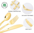 N9R 300PCS Gold Plastic Silverware, Disposable Plastic Cutlery/Utensils - Image 5
