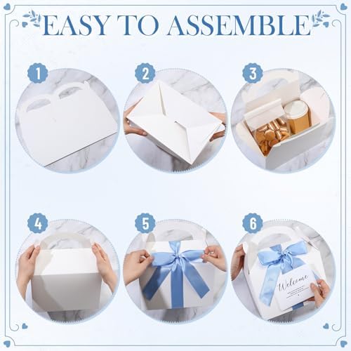 Maitys 50 Set Welcome Boxes for Wedding Guests 9x6x6 Gable Boxes Light Blue - Image 3