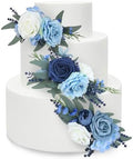 Rinlong 3Pcs Premade Cake Flowers, Navy Blue Wedding Cake Decor by RinlongFlower