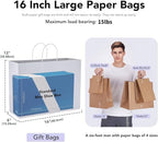 GSSUSA White Paper Bags with Handles, Large Gift Bags 16x6x12, 100 Pack - Image 2