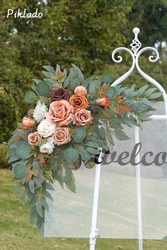 Faux Flower Swag Set of 2 for Wedding Welcome Signs Floral Swag Wedding Reception Ceremony Signs Decor (Terracotta) - Image 3