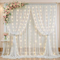 20ft x 10ft White Chiffon Backdrop Curtain with Lights String for Parties,4 Panels Sheer Tulle Curtain Wedding Backdrop for Baby Shower Birthday Party Ceremony Reception Home Decorations by Partisky