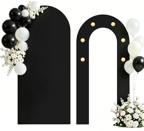 6FT Arch Backdrop with Stand, Lighted Set Wedding Birthday Party, Black by Ruxion