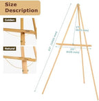 VISWIN 3Pcs 63" Easel Stand for Wedding Signs, Adjustable Wooden Display Easel with Holder, Tripod Floor Easel for Welcome Board, Poster, Picture, Photos, Paintings - Natural - Image 2