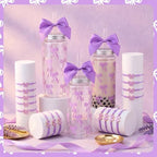 Yungyan Purple 36 Pcs Bow Plastic Cups with Lids and Straws Coquette Bow Bracelets Clear Reusable Soda Bar Party Drinking Cups for Dance Ballet Wedding Baby Shower Birthday Party Supplies - Image 3