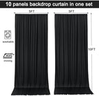 50x10ft Black Backdrop Curtain for Wedding Parties Wrinkle Free Fabric Black Drapes Backdrop Decoration for Baby Shower Birthday Photography Decoration 10 Panels, 5ft x 10ft - Image 6