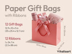 Vitalizart Large Paper Gift Bags With Handles & Ribbon Bows Thick Texture - Image 2
