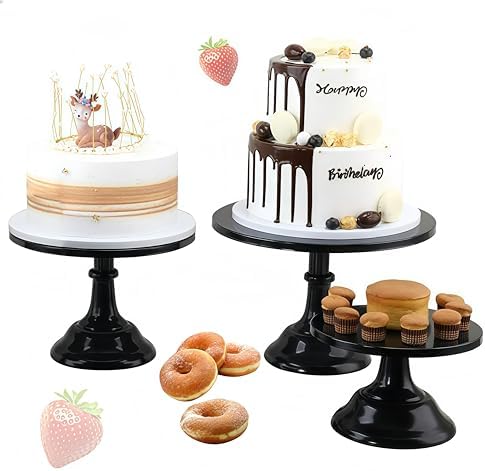3 Pcs Metal Cake Stand Set 8/10/12 inch Black Dessert Table Display - Image 6