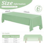 6 Pack Tablecloth 60 x 126 inch Polyester Table Cloth for 8 Foot Rectangle Tables,Stain and Wrinkle Resistant Washable Fabric Table Covers Polyester Sage Green Tableclothes for Wedding,Party,Banquet - Image 2