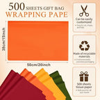 500 Sheets Fall Tissue Paper Bulk Orange Burgundy Yellow Green 15 x 20 Inch - Image 2