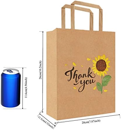 50Pcs 10x8x4.7 Thank You Gift Bags Bulk, Thank You Bags for Business Small, Sunflower Paper Small Gift Retail bags with Handles (B) - Image 5