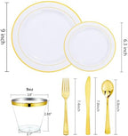 WELLIFE Gold Disposable Dinnerware Set for 100 Guests - 600PC BPA-Free Plastic Plates & Cutlery Kit with 100 Dinner Plates, Salad Plates, Forks, Knives, Spoons & Cups for Party, Catering (Heavy-Duty) - Image 6