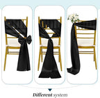 YMHPRIDE 60 PCS Black Satin Chair Sashes, 7x108 Inch Ties Chair Bows - Image 5