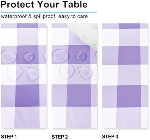 Hiasan Checkered Square Tablecloth 54 x 54 Inch, Purple and White - Image 2