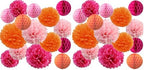 15PCS Hot Pink Orange Party Decorations Tissue Paper Flowers Pom Poms Honeycomb for Girl Groovy Birthday Baby Shower Wedding Bachelorette Summer Flamingo Party Nursery Wall Hanging Décor (Pack of 2) by ALLHEARTDESIRES
