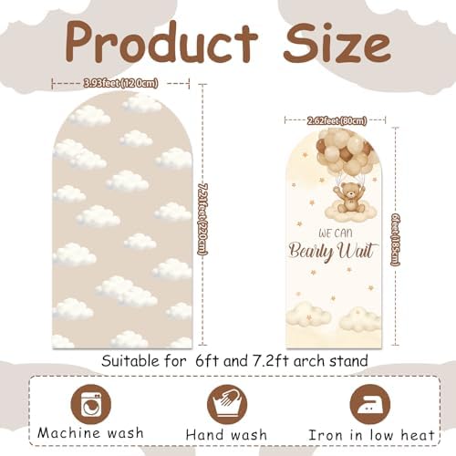 2PCS We Can Bearly Wait Arch Backdrop Cover Bear Baby Shower Backdrop - Image 5