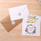 25psc Foldable Flower Thank You Cards and Wishes Card Set, White Kraft Envelopes with Seals, Suitable for Bridal Shower Baby Shower (100pcs Thank You Card Set three) - Image 2