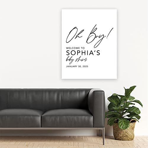 Andaz Press Custom Large Baby Shower Welcome Sign, 16" x 20", Oh Boy! Personalized Canvas Welcome Sign, Signage, Canvas Sign for Baby Sprinkle, Baby Shower, Baby Boy, Baby Shower Decorations - Image 4