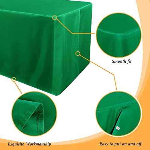 Obstal 2 Pack Green Table Clothes for 6 Foot Rectangle Tables - Water Resistant Washable Fabric Polyester Rectangle Table Cover Protector for Wedding, Banquet and Trade Shows, 72L x 30W x 30H Inches - Image 4