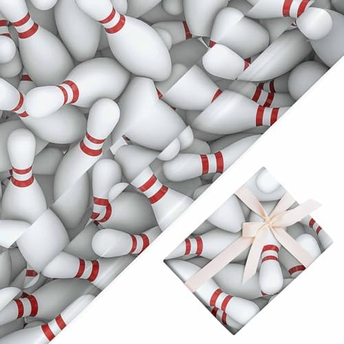 Bowling Pins Pattern Christmas Wrapping Paper Matte,Color Gift Wrapping Paper,Perfect For Wedding,Valentine'S Day,Birthday,Baby Shower,Diy Bouquet(Bowling,4 Rolls) - Image 3
